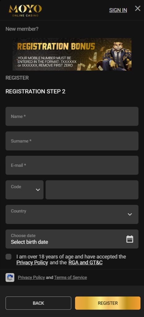 registration-2 Registration step two with name and country